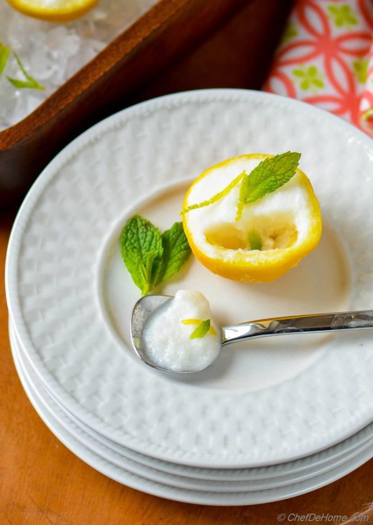 Creamy Yet Vegan Coconut Lemonade Sorbet without Ice Cream Machine | chefdehome.com
