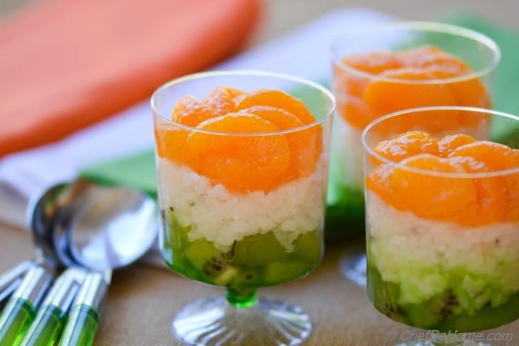 Sweet Coconut Rice with Kiwi and Oranges