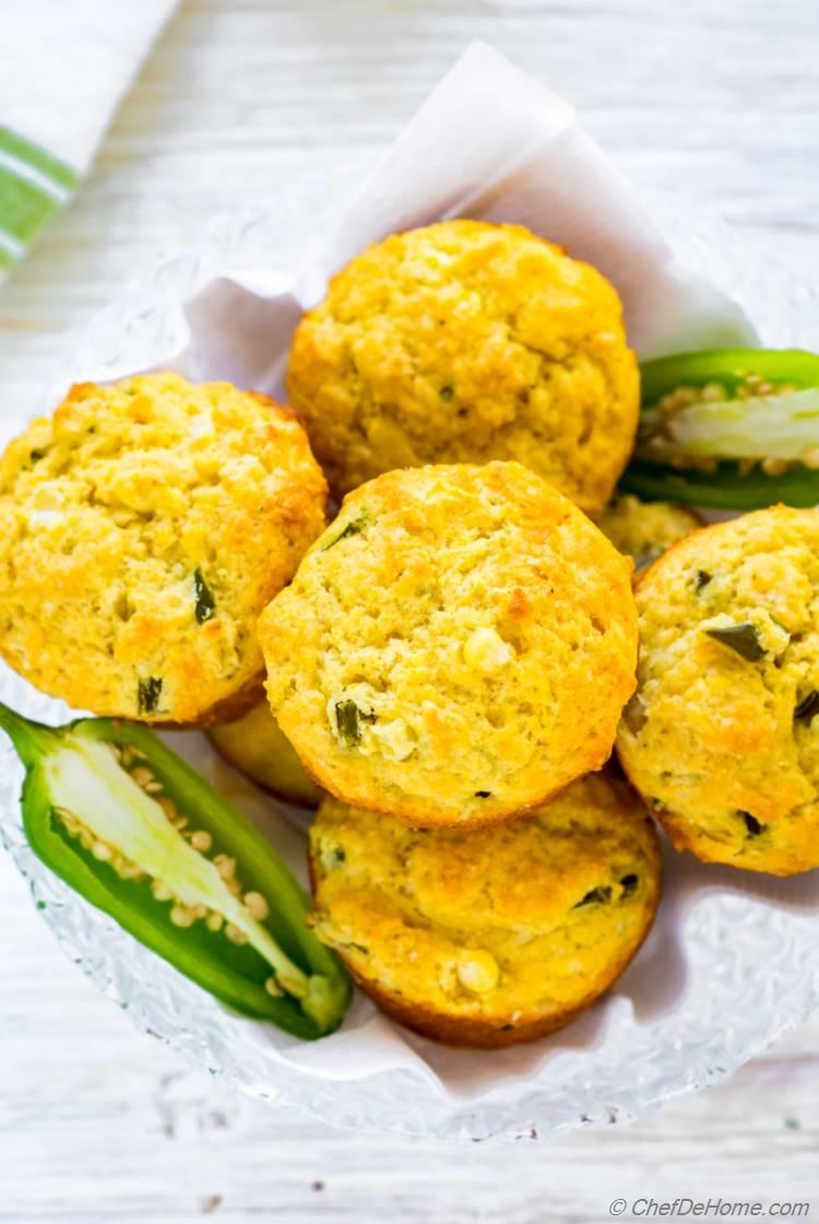 Sweet Cornbread Muffins with corn and jalapenos