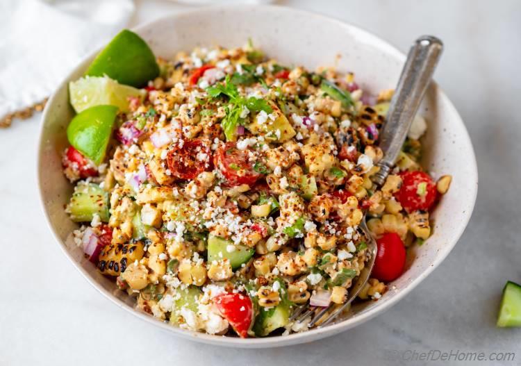 Mexican Grilled Street Corn in a Salad