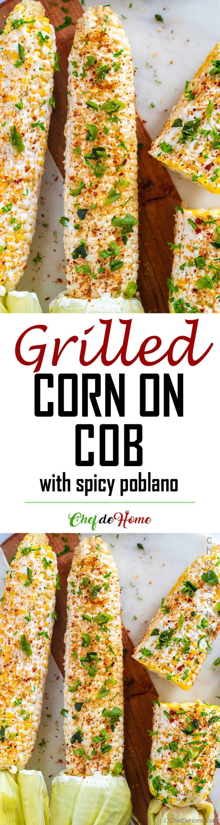 Spicy Grilled Corn Con Cob Grilled in Husk