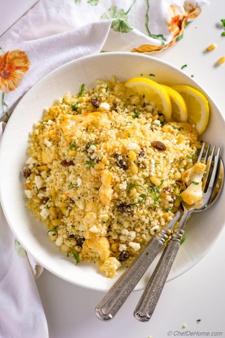 Roasted Cauliflower Couscous Salad Recipe | ChefDeHome.com