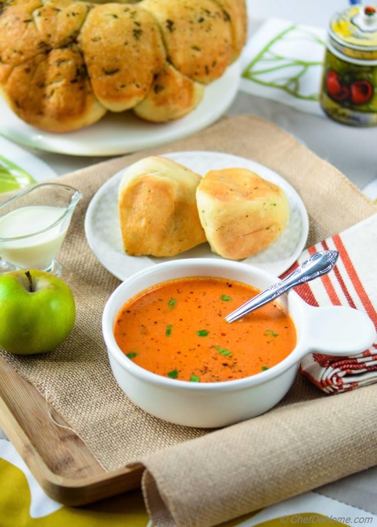 Creamy Tomato Soup with Herb Monkey Bread