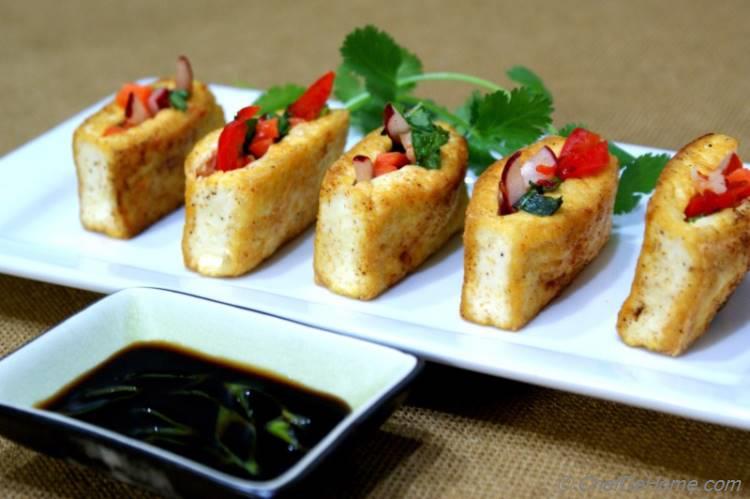 Veggies Filled Pan Seared Tofu Pockets | chefdehome.com