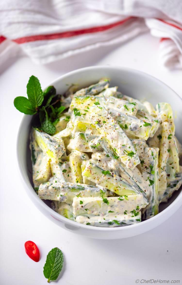 Creamy Cucumber Salad with Dill and Capers