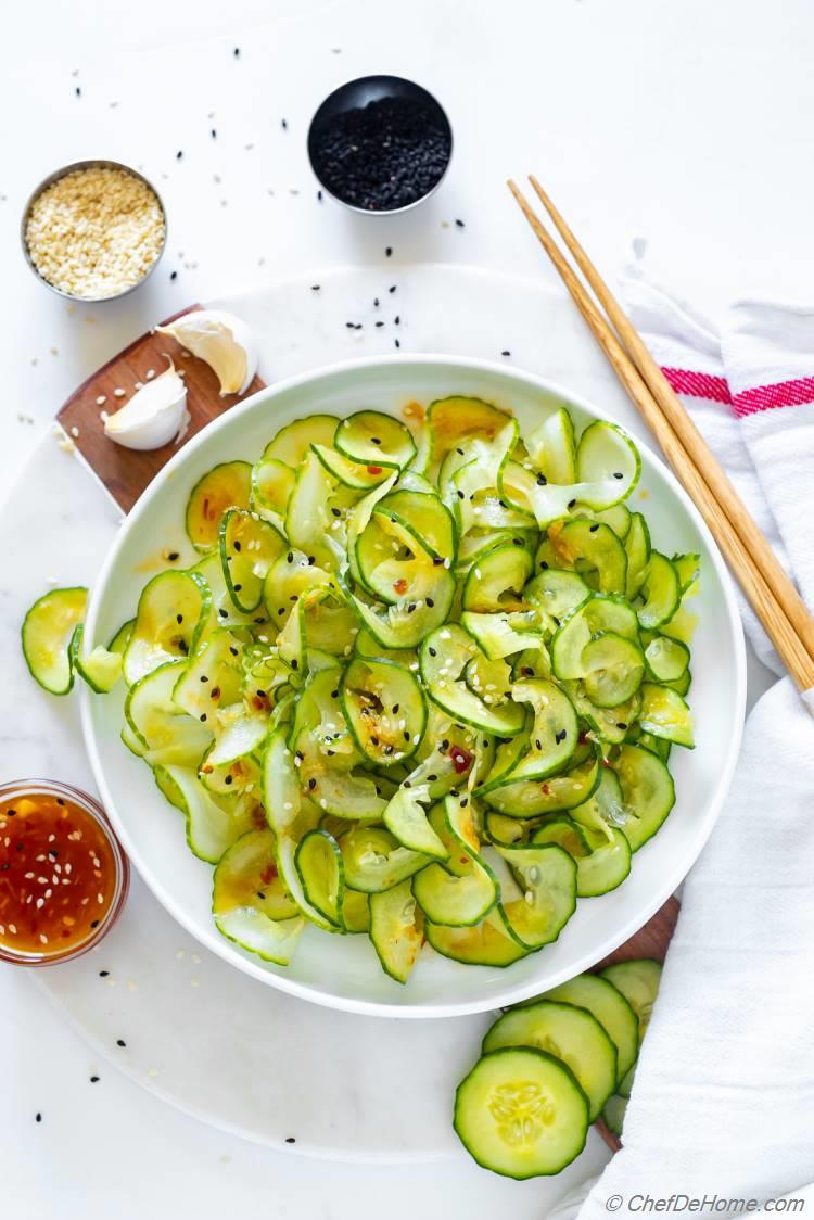 Asian Cucumber Salad - Sweet and Sour Cucumber Salad | ChefDeHome.com