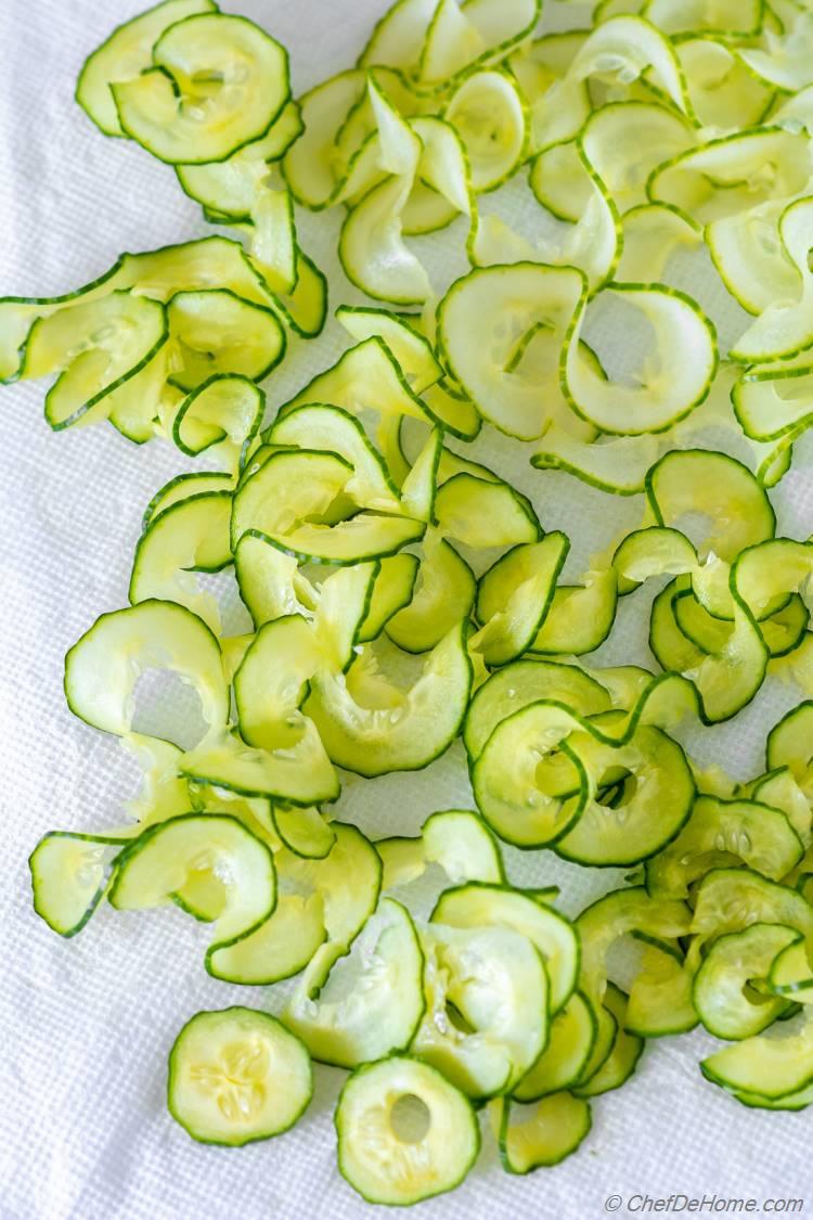 Draining Water Thin Sliced Cucumber 