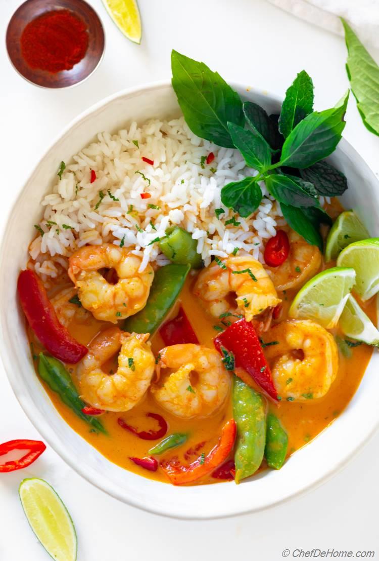 Shrimp Red Curry with rice