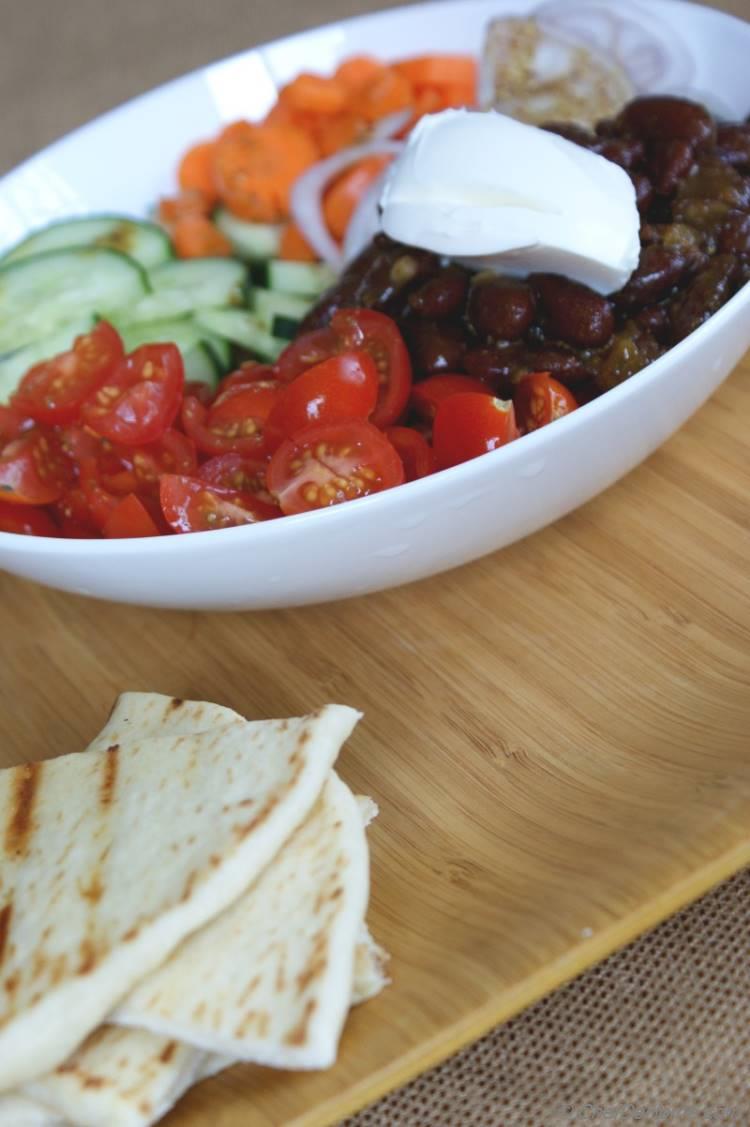 Curried Kidney Beans, Carrots and Cucumber Salad