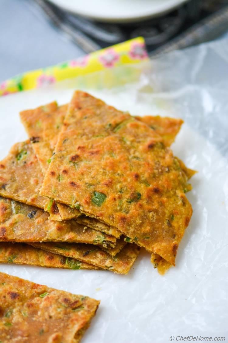 Breakfast Lentil Flat Bread - Indian Daal Parantha Triangles Tea time Snack