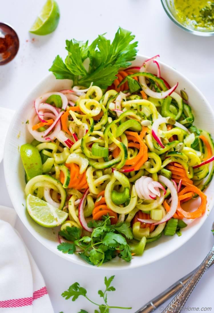 Celery Cucumber Salad with Lite Cilantro Dressing