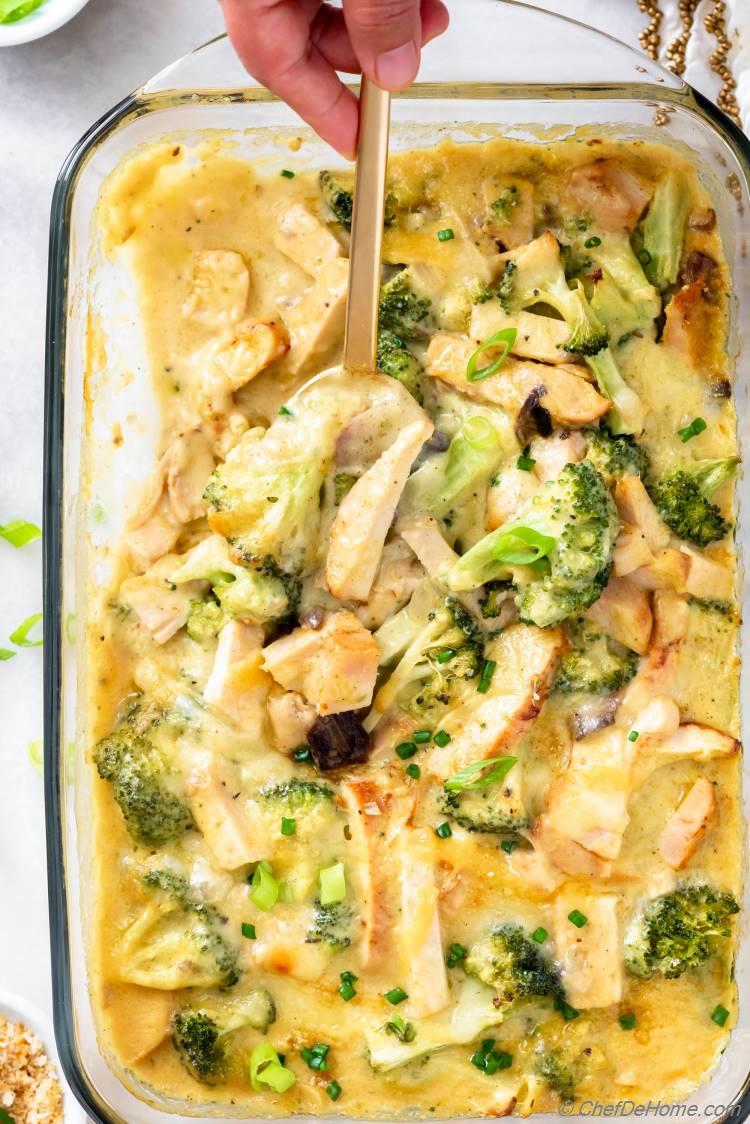 Chicken Divan Casserole with Curry and Broccoli