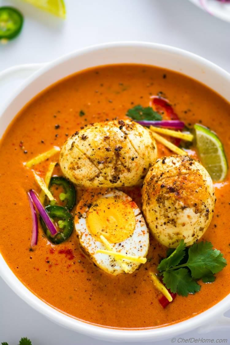 Egg Curry with tikka masala gravy a Indian egg curry dinner