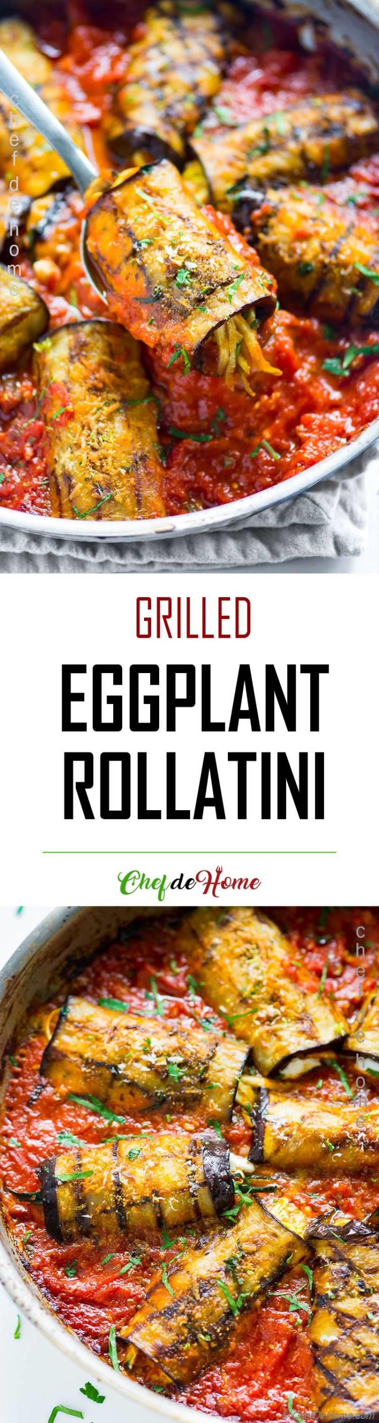 Easy eggplant rollatini recipe with garlic tomato sauce 