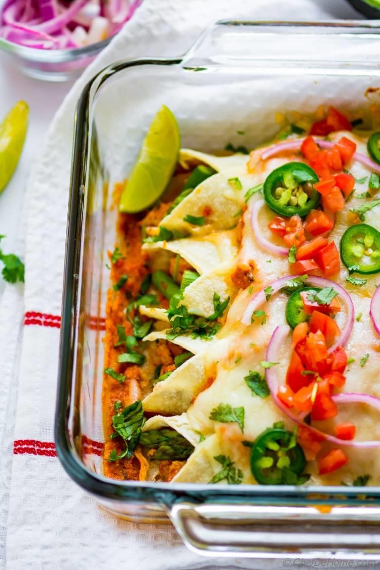 Vegetarian Sofritas Enchilada with Enchilada Sauce