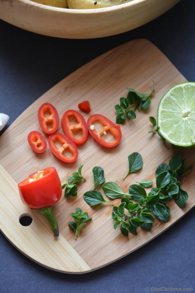 Herb Oregano and Fresno Chili Peppers