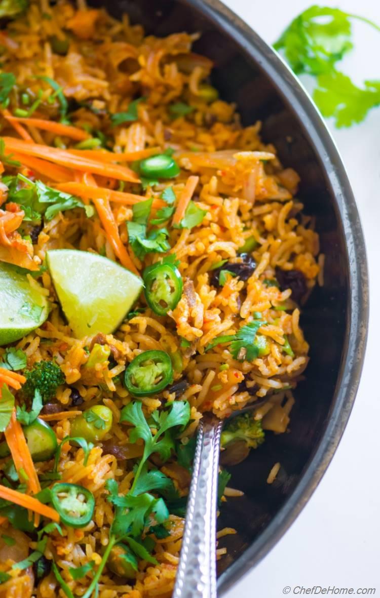 Fried Rice with Kimchi Mushroom and Korean Spices