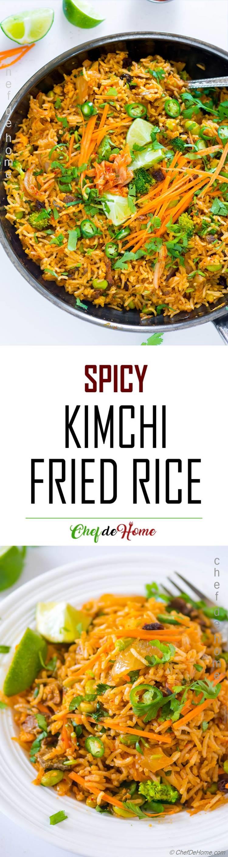 Easy Spicy Weekday dinner with veggie Kimchi Fried Rice