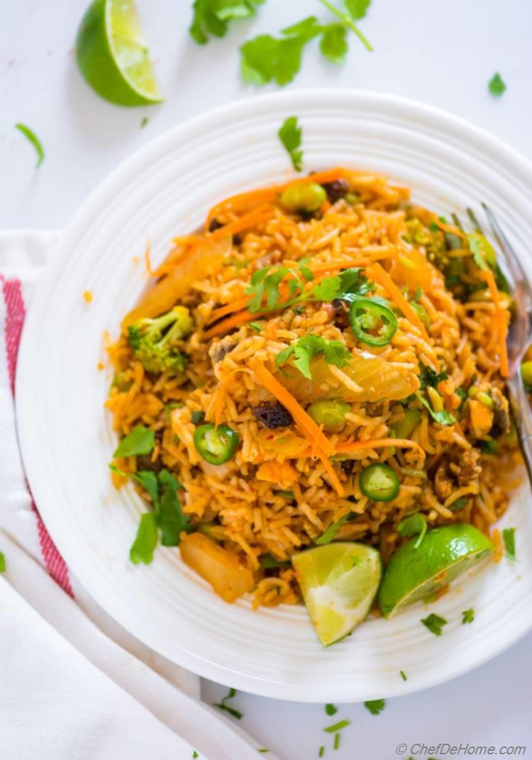 Delicious Kimchi Rice for takeout style Weekday Meatless Dinner