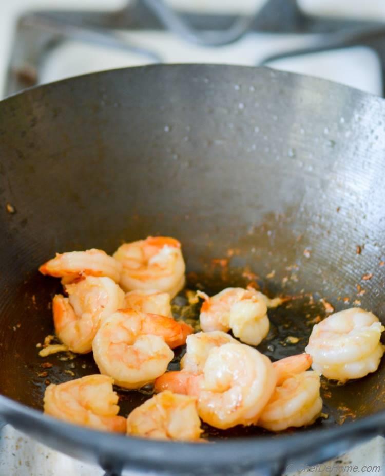 Shrimp cooked for Shrimp Fried Rice dinner | chefdehome.com