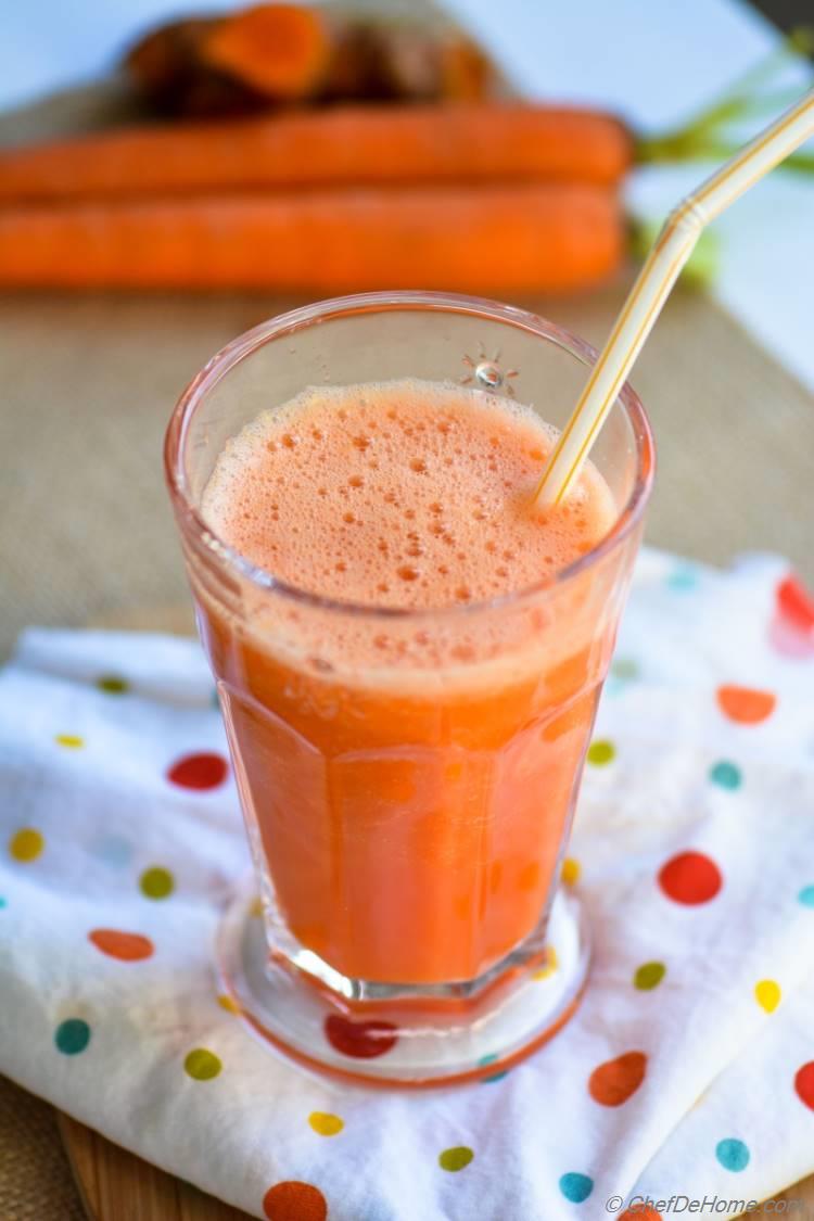 Vitamin C and A rich grapefruit carrots and turmeric smoothie