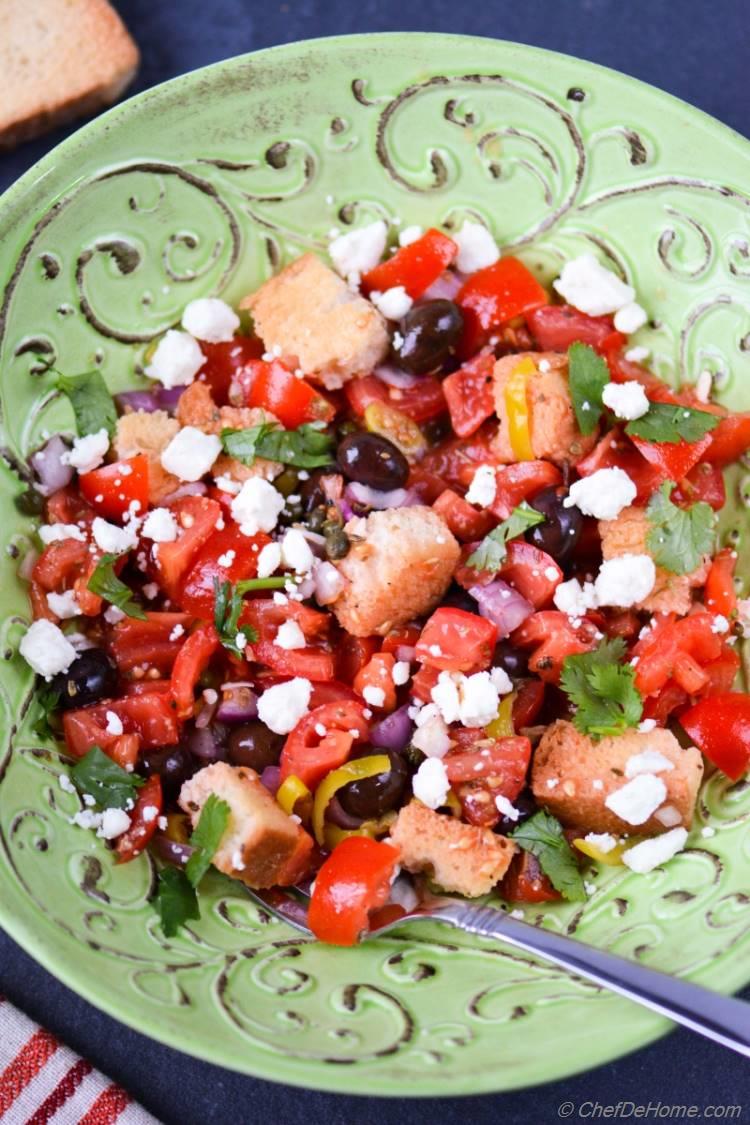Greek Dakos Salad with Tomatoes Rusks and Feta Cheese