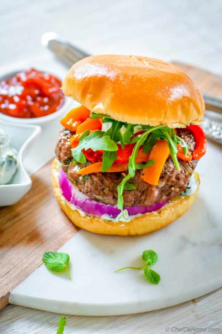 Juicy Greek Mint and Lamb Burgers | chefdehome.com