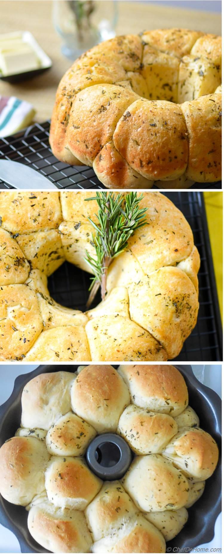 Homemade Pull-Apart Herb Monkey Bread. Great bread for family dinner and dinner parties.