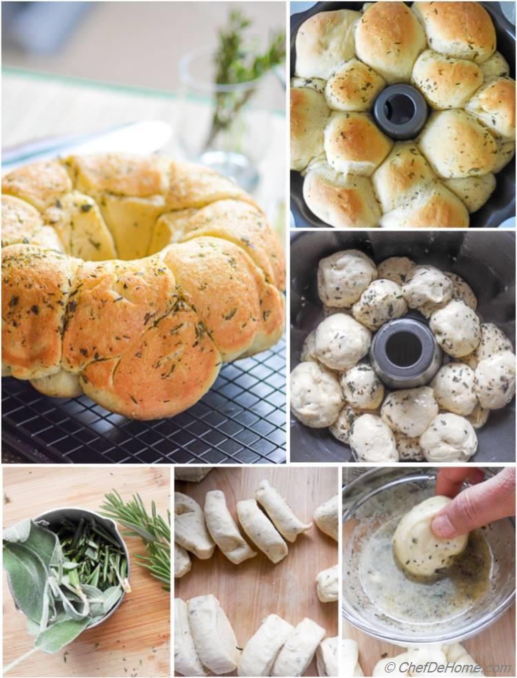 Making of a Savory Herb Monkey Bread