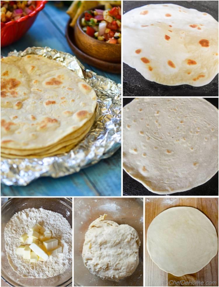 Step by step guide to make easy Homemade Flour Tortillas