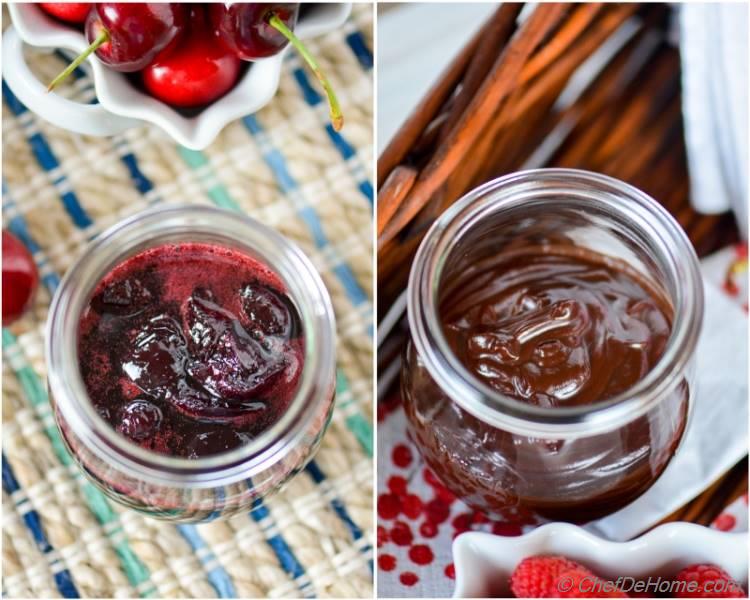 Fruity Cherry-Wine Reduction Sauce and Chocolate Cream Sauce for Ice Cream Sundae | chefdehome.com