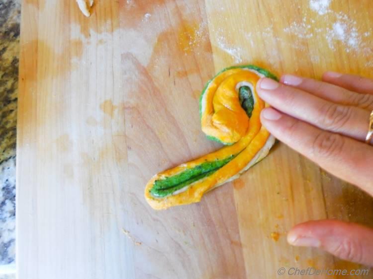 Spiral Kale and Carrot Flat Bread