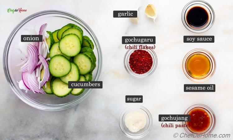 Ingredients for Cucumber Kimchi 