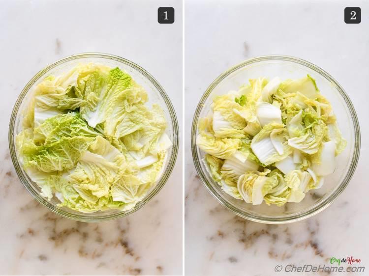 Salting Napa Cabbage for Kimchi