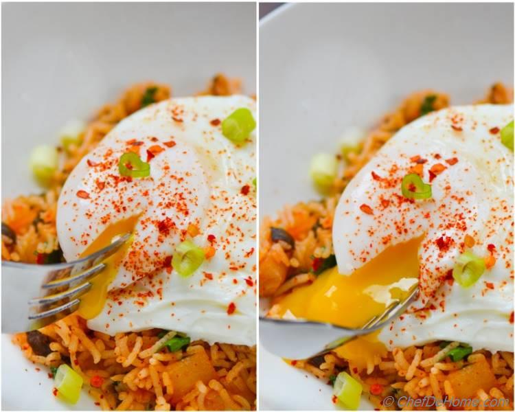 Kimchi Fried Rice with Poached Egg