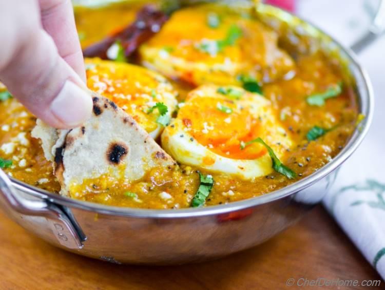 Enjoy Easy Indian Kolhapuri Egg Curry with Homemade Indian Roti for Dinner | chefdehome.com