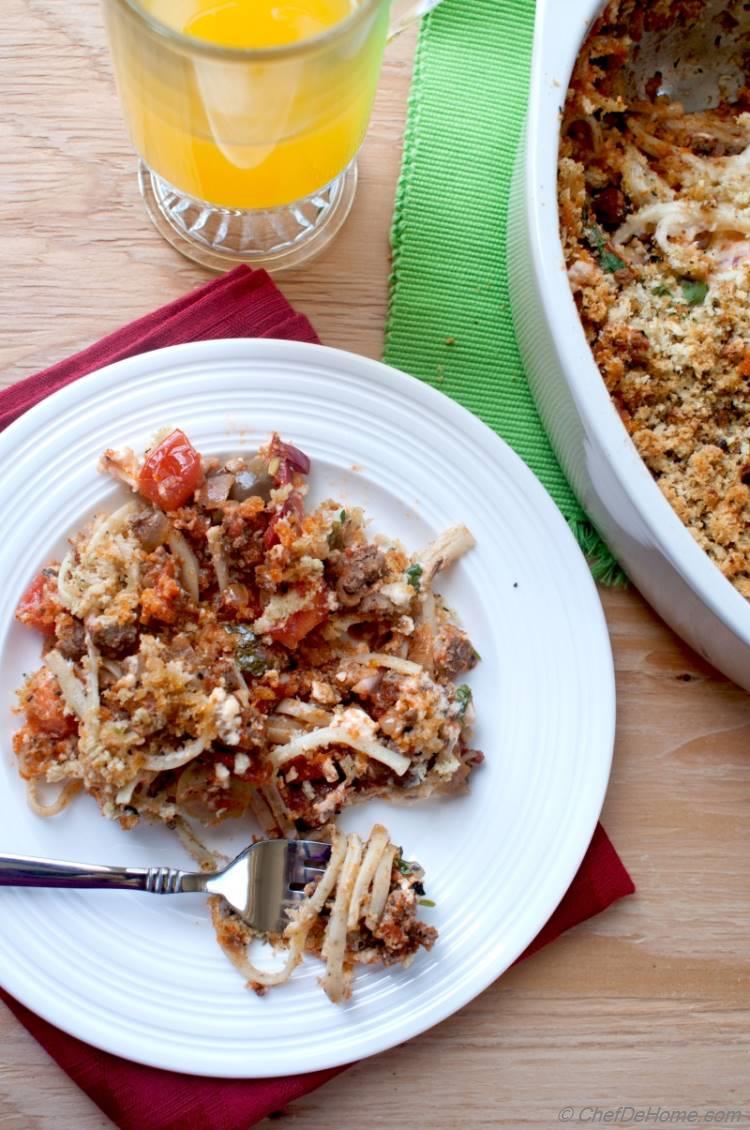 Greek Pastitsio (Baked Pasta) with Lamb and Homemade Béchamel Sauce