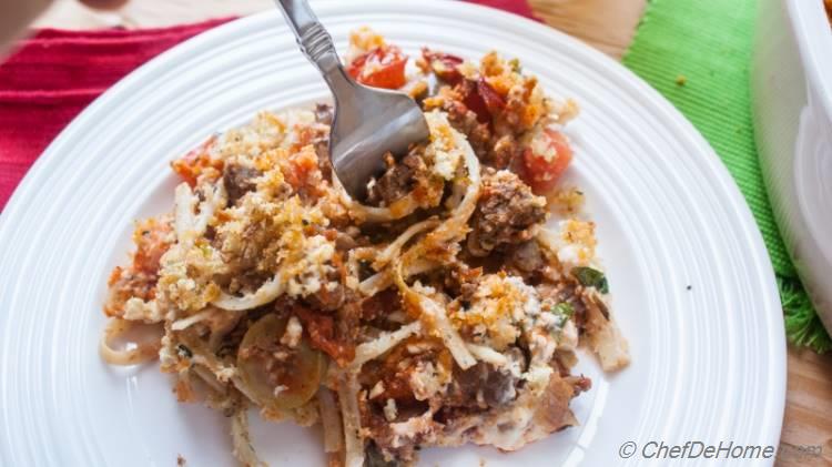 Greek Pastitsio (Baked Pasta) with Lamb and Homemade Béchamel Sauce
