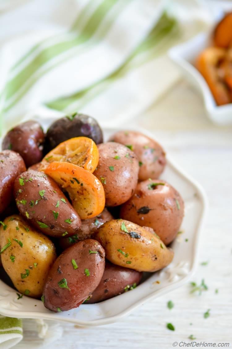 Easy Baked Greek Lemon Potatoes and Preserved Lemons all cooked in one Slow Cooker | chefdehome.com