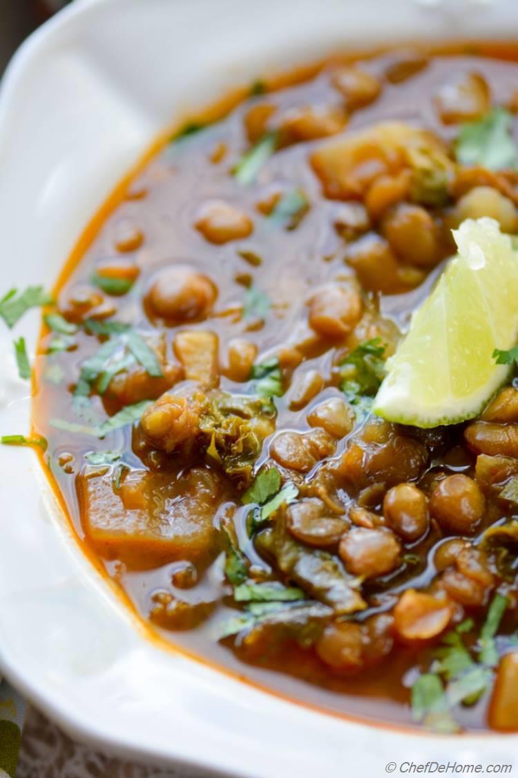 Closer look at Vegan and Gluten Free Lentil Turnip and Kale Soup