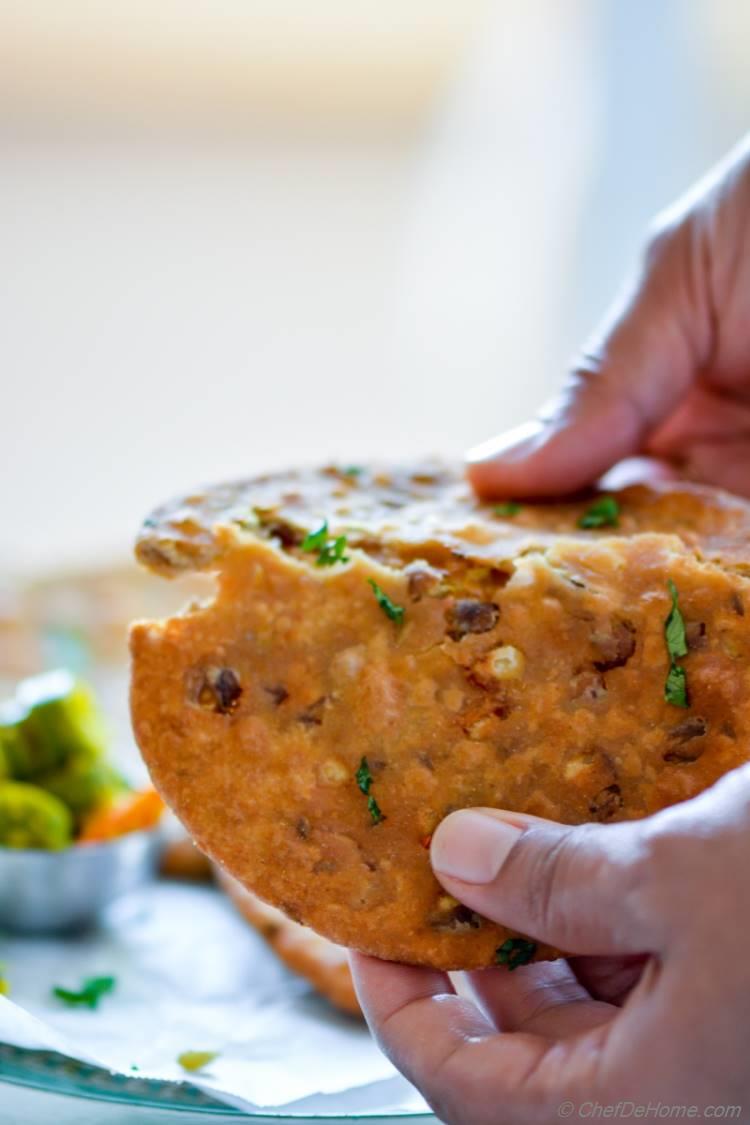 Crispy Khasta Masala Poori for Indian Breakfast or for Indian Karwa Chauth Fast | chefdehome.com