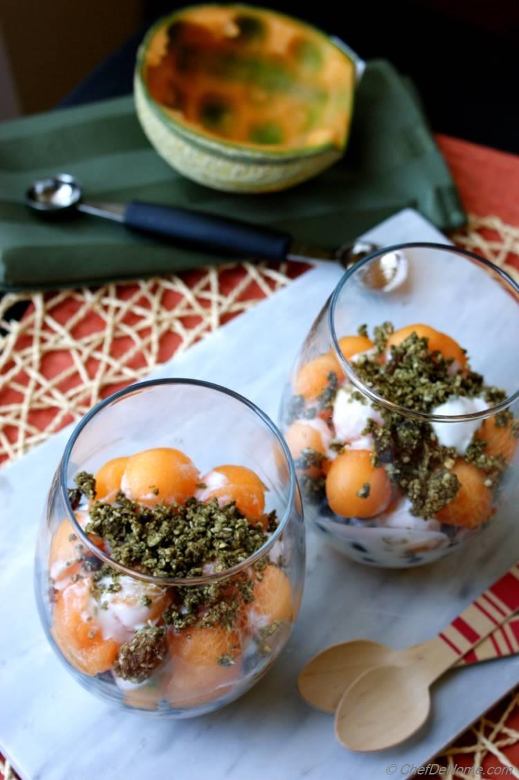 Melon and Yogurt Parfait with Hemp