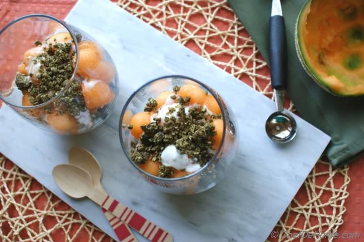 Melon and Yogurt Parfait with Hemp