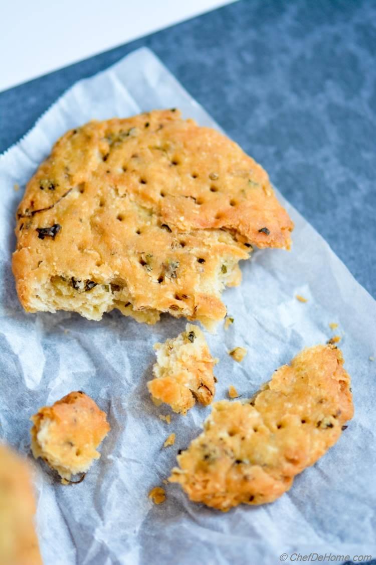 Indian Methi Mathri - Homemade Salted Crackers with Indian Fenugreek Leaves. A perfect teatime snack