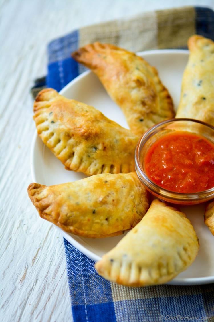 Savory Goat Cheese and Vegan Sausage Empanadas | chefdehome.com 