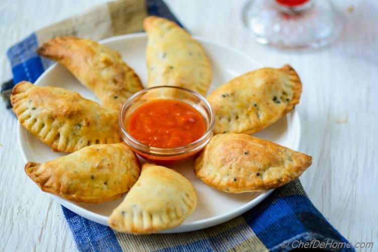 Appetizer or Easy Evening Snack with Tea - Goat Cheese Empanadas | chefdehome.com 