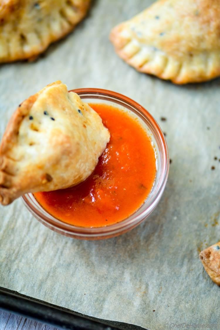 Appetizer or Easy Evening Snack with Tea - Goat Cheese Empanadas | chefdehome.com 