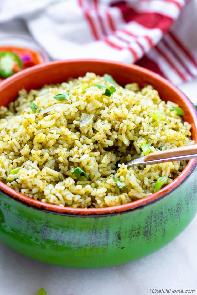 Authentic Mexican Green Rice with Cilantro 