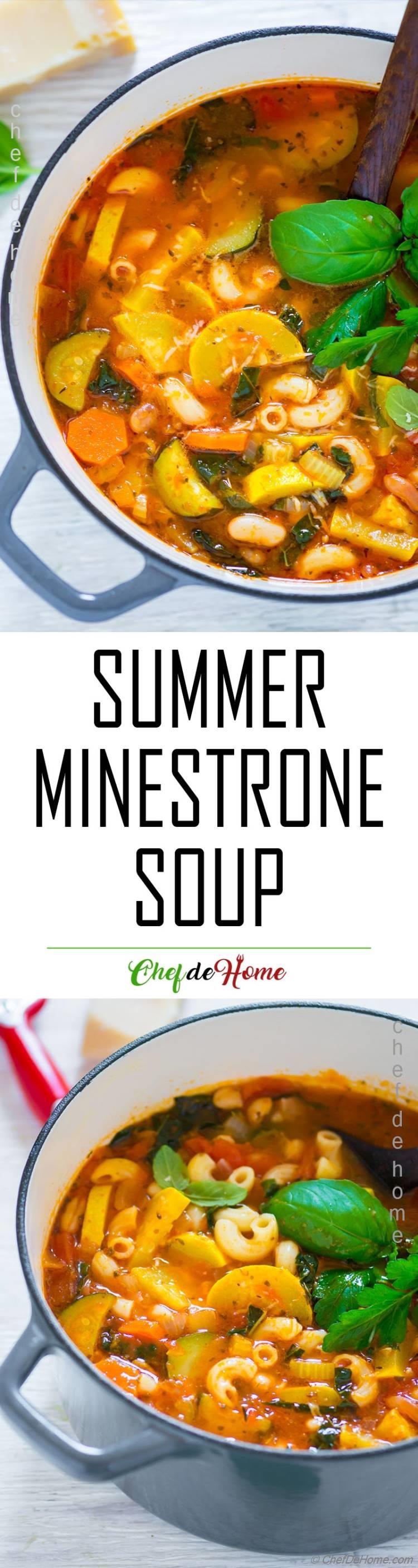Easy Minestrone Soup with summer squash pasta and beans 