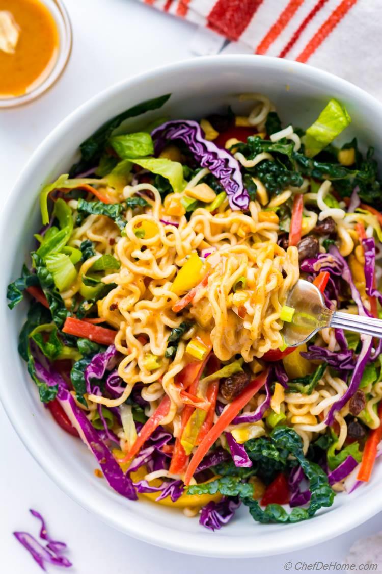 Asian Noodle Salad in a Jar with Spicy Peanut Dressing